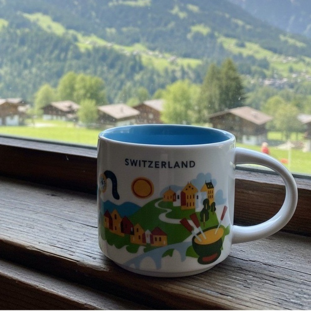 Starbucks You Are Here Collection Switzerland Coffee Mug 14oz Blue Interior
